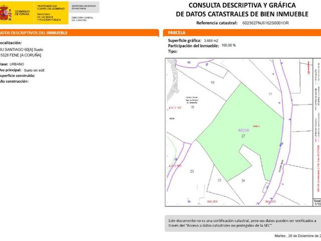 Terreno urbanizable en Venta en Rúa Santiago, 62 en Fene