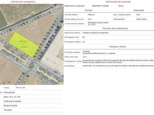 Terreno en Venta en Carrer Toll-l'Alberca Calle B, 3 en El Vedat - Santa Apolonia