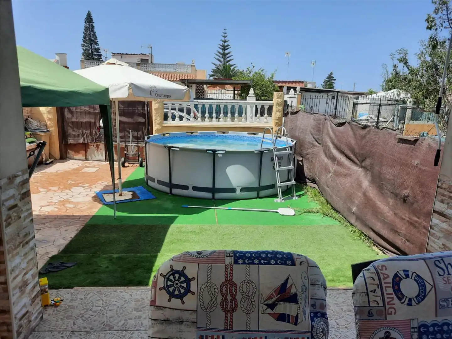 Flat for rent in Pago Meca Alta, 4, Las Tres Piedras - Costa Ballena Swimming pool of Flat for rent in Chipiona with Air Conditioner, Heating and Private garden