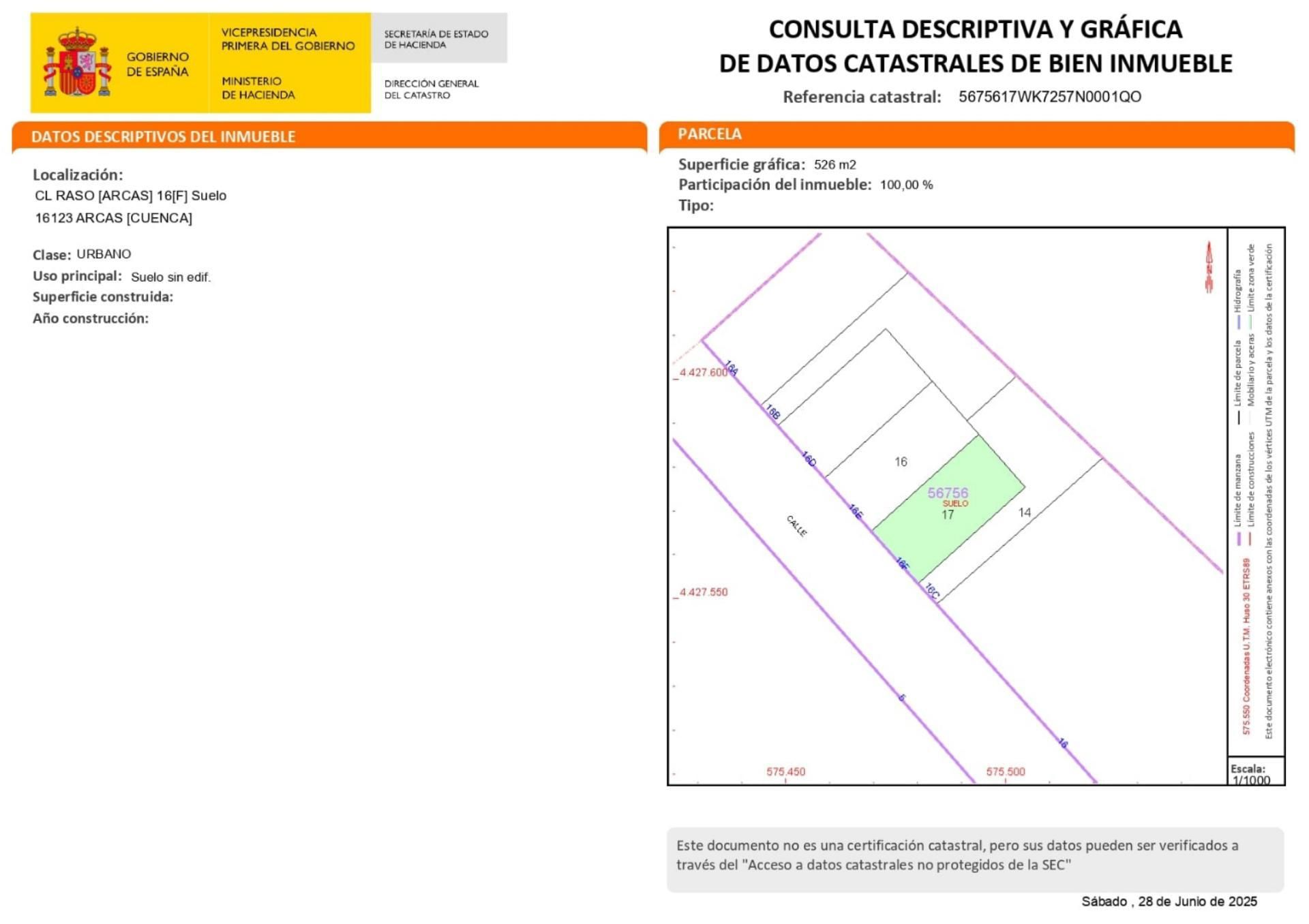 Land for sale in Arcas del Villar