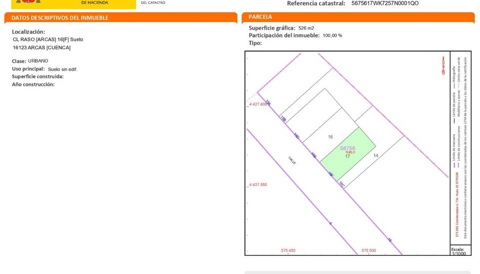 Grundstücke zum Verkauf in Calle Raso, 12, Arcas del Villar, Cuenca - Bild 1 Foto 1 von Grundstücke zum Verkauf in Calle Raso, 12, Arcas del Villar, Cuenca