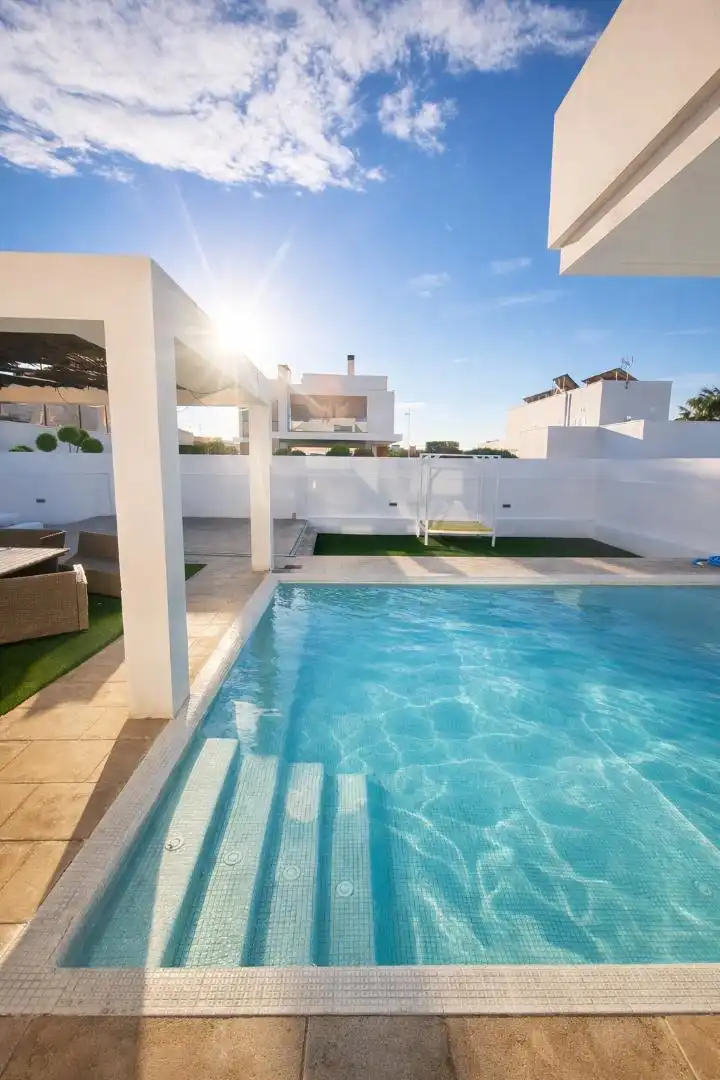Houses for sale in Calle de los Juegos de Latakia, 161, El Toyo Swimming pool of Houses for sale in Almería with Private garden, Terrace and Storage room