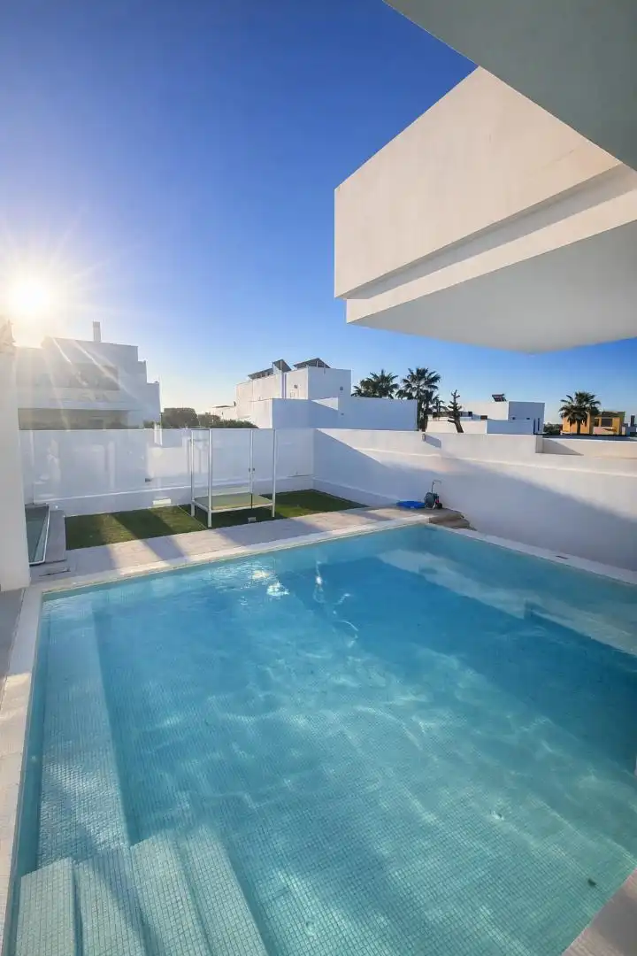 Houses for sale in Calle de los Juegos de Latakia, 161, El Toyo Swimming pool of Houses for sale in Almería with Private garden, Terrace and Storage room