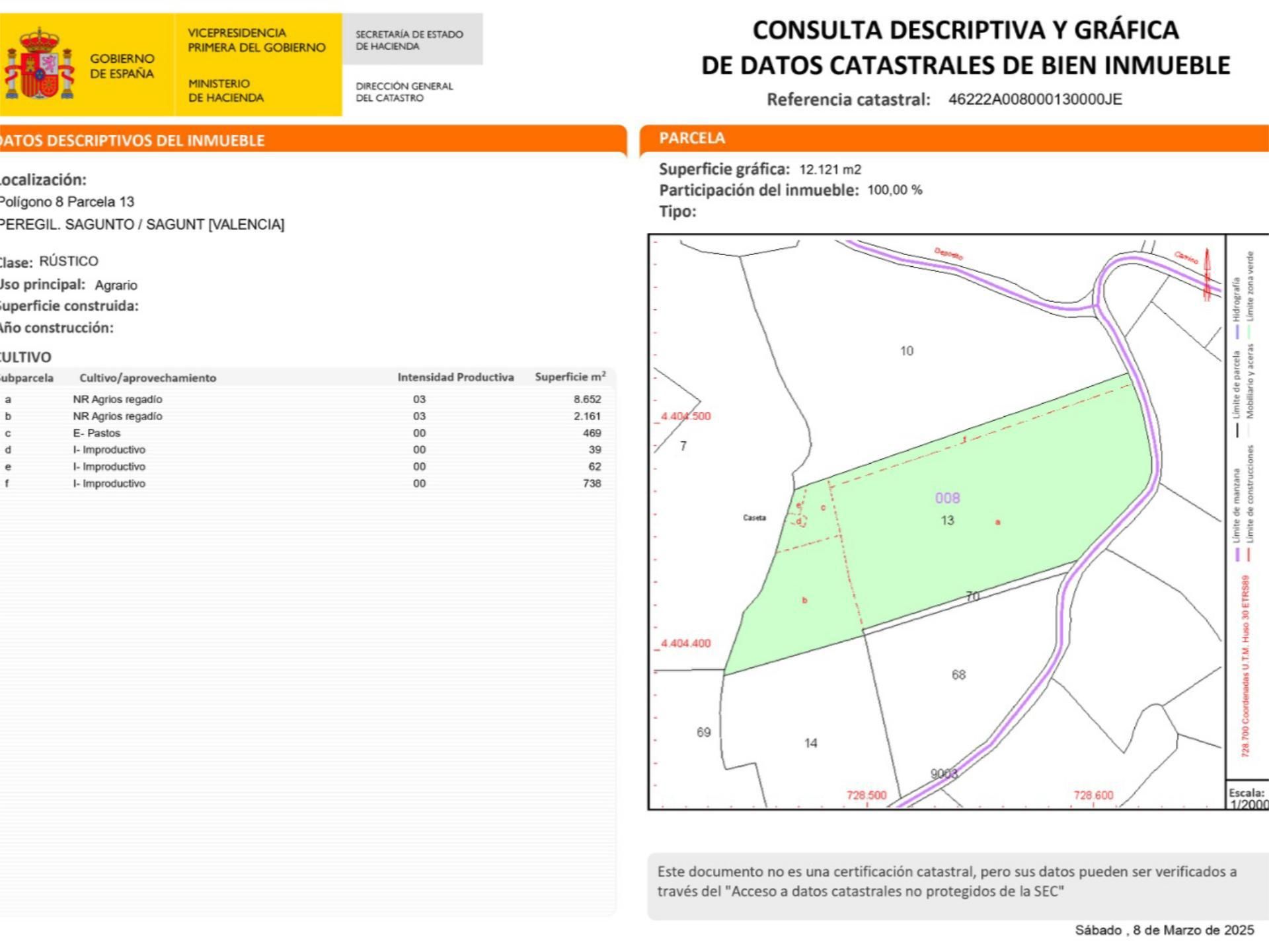 Non-constructible Land for sale in Sagunto / Sagunt