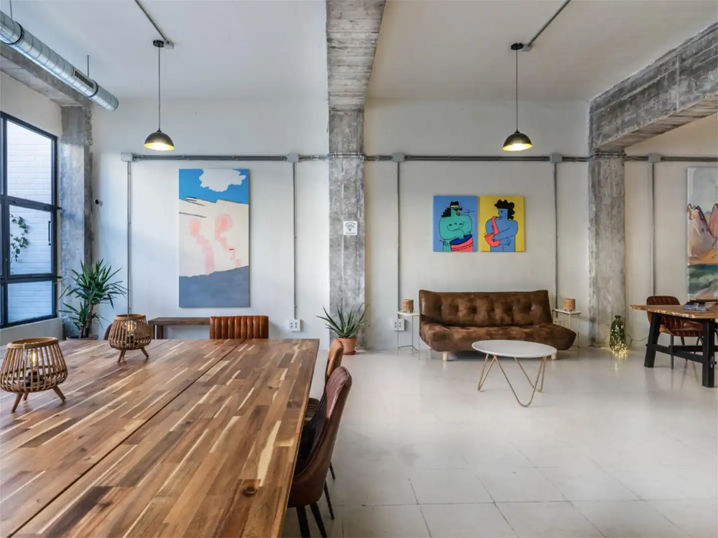 Wohnzimmer von Fabrikhallen zur Miete in Madrid mit Klimaanlage, Heizung und Möbliert
