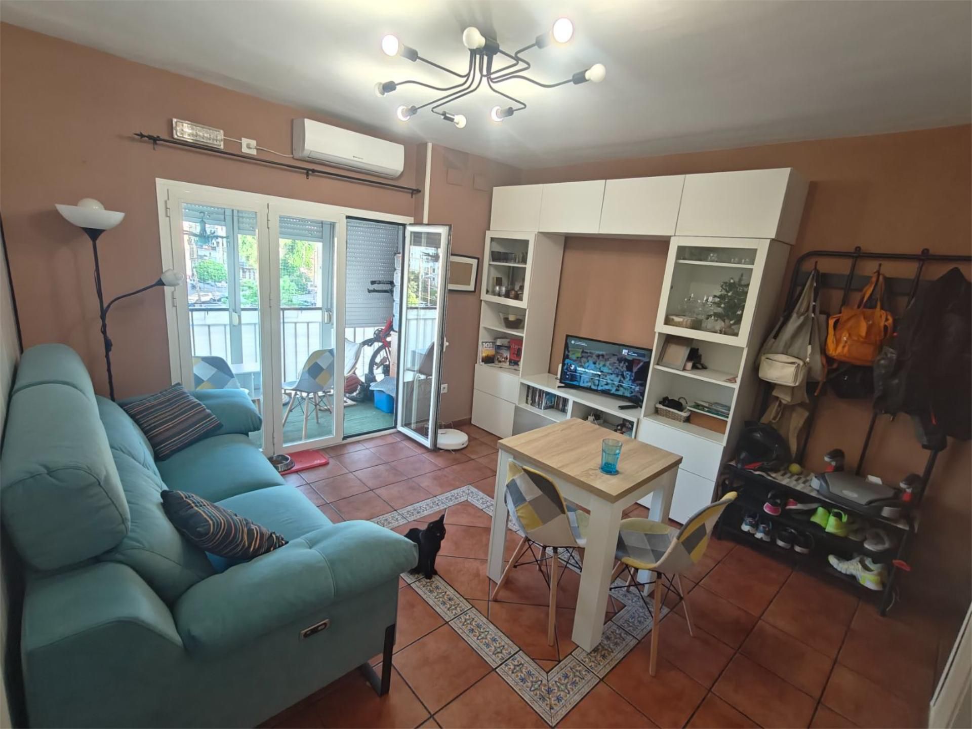 Living room of Flat for sale in  Sevilla Capital  with Air Conditioner, Terrace and Furnished