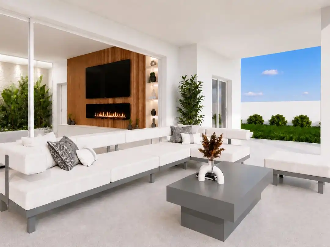 Sala de estar de Piso en venta en Mijas con Aire acondicionado, Calefacción y Jardín privado