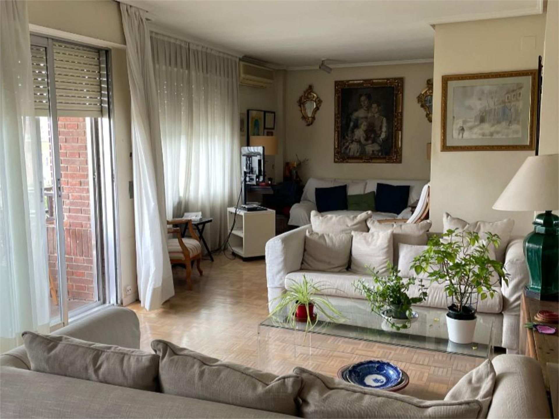 Sala d'estar de Pis en venda en  Madrid Capital amb Aire condicionat, Calefacció i Jardí privat