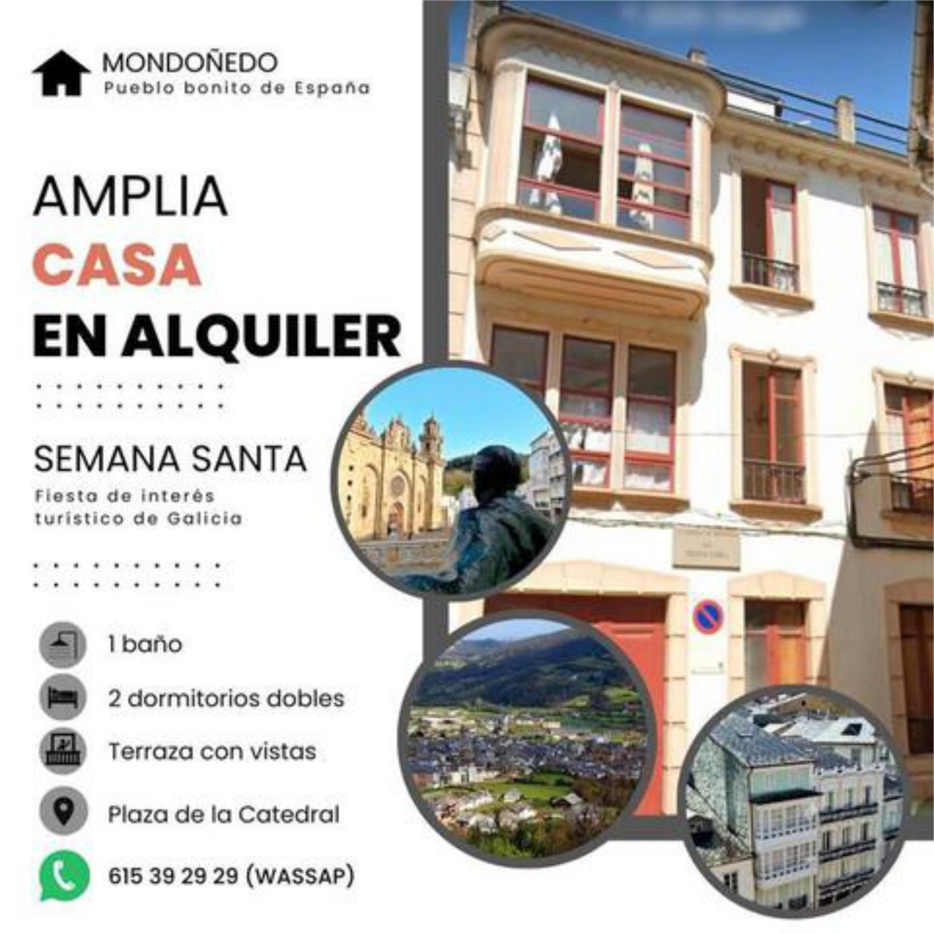 Vista exterior de Casa o xalet de lloguer en Mondoñedo amb Terrassa i Moblat