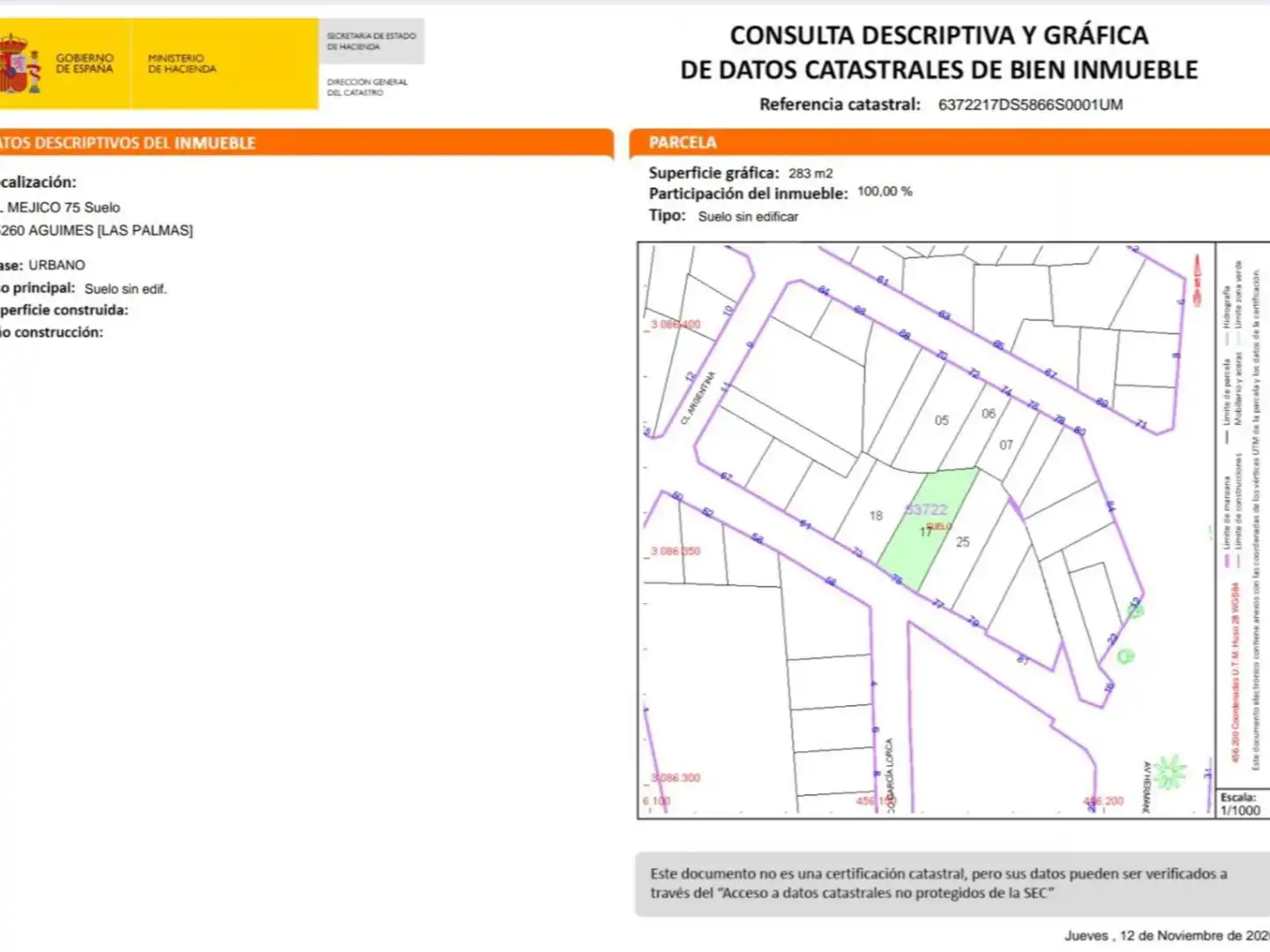 Bebaubares Gelände zum Verkauf in Calle Mejico, 75, Agüimes - Temisas Außenansicht von Bebaubares Gelände zum Verkauf in Agüimes