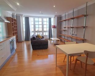 Living room of Flat to rent in A Coruña Capital   with Heating, Parquet flooring and Furnished