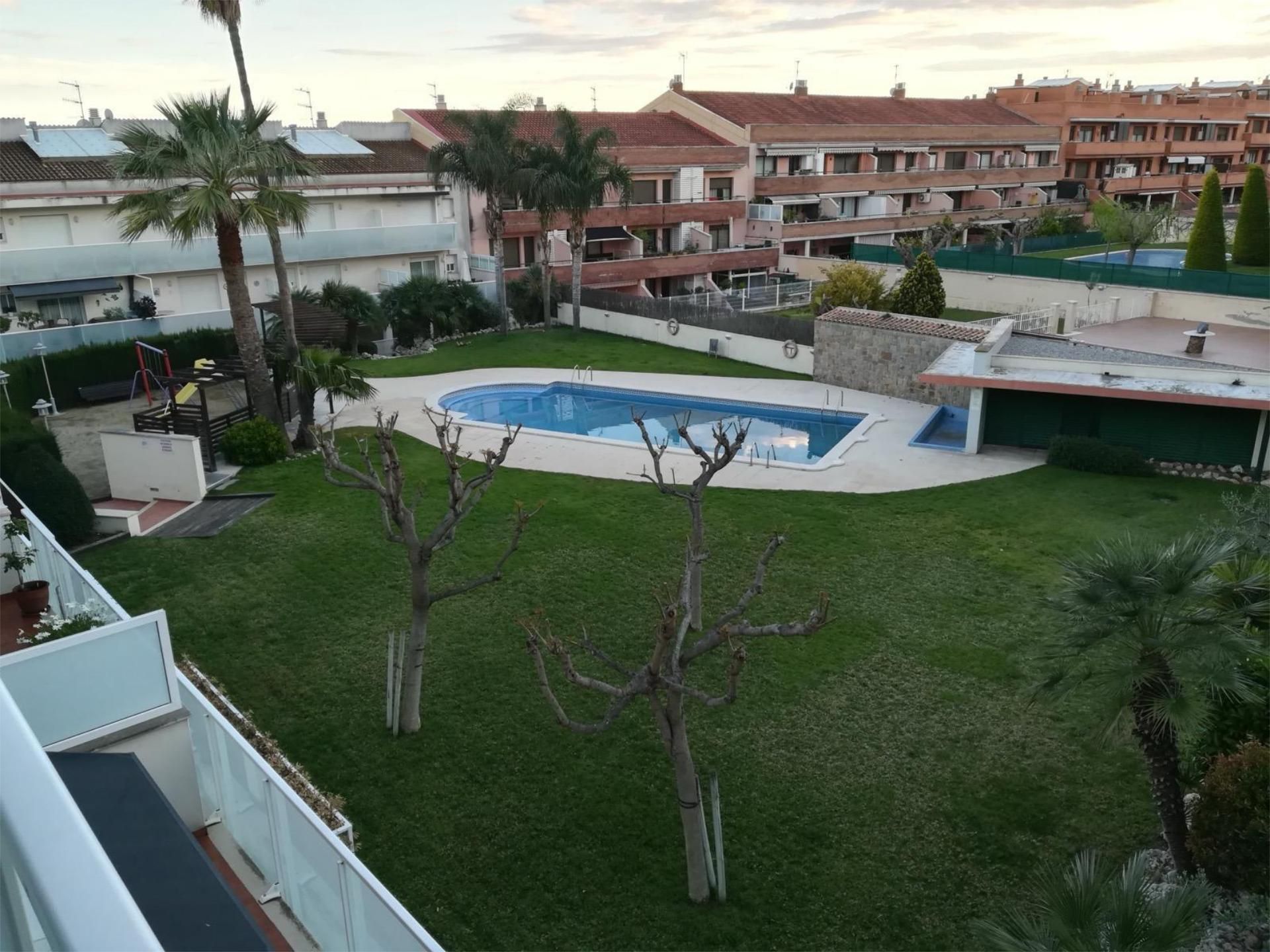 Swimming pool of Flat for sale in Cubelles  with Air Conditioner, Terrace and Swimming Pool