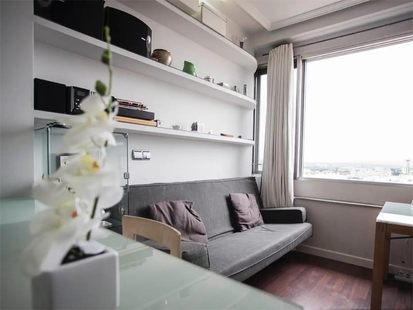 Study for rent in Calle de la Princesa, 25, Argüelles Living room of Study for rent in Madrid with Air Conditioner, Heating and Parquet flooring