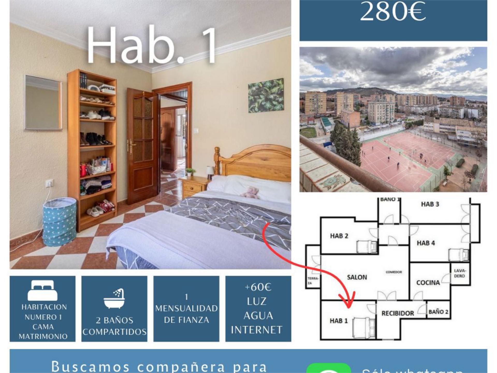 Exterior view of Apartment to share in  Granada Capital  with Air Conditioner, Heating and Furnished