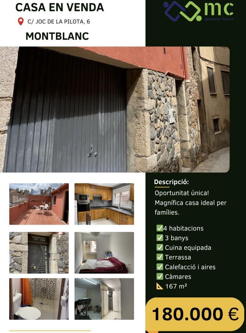 Exterior view of Single-family semi-detached for sale in Montblanc  with Air Conditioner, Heating and Terrace