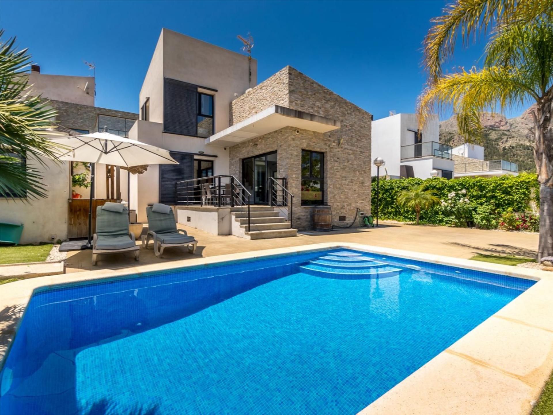 Swimming pool of House or chalet to rent in Polop  with Air Conditioner, Private garden and Terrace