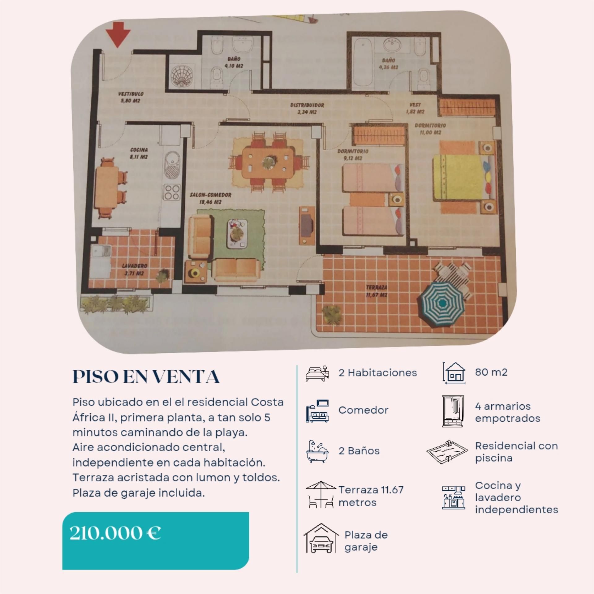 Flat for sale in Roquetas de Mar  with Air Conditioner, Terrace and Balcony