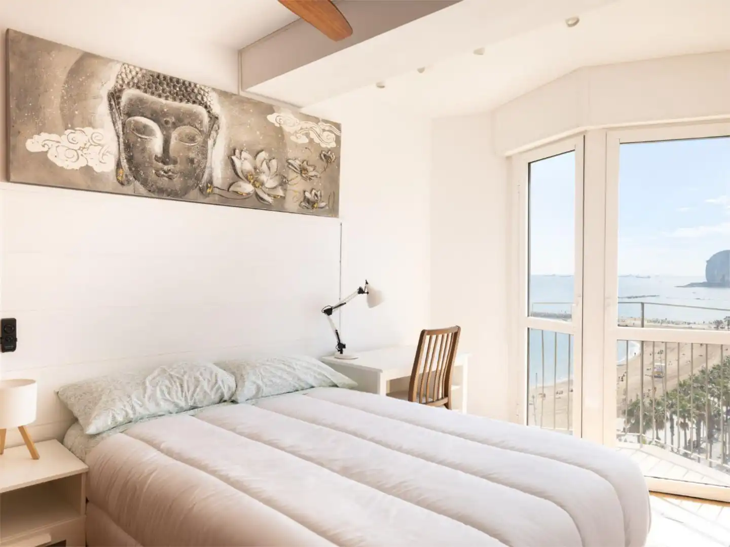Schlafzimmer von Wohnung zur untervermieten in Barcelona mit Klimaanlage, Heizung und Möbliert