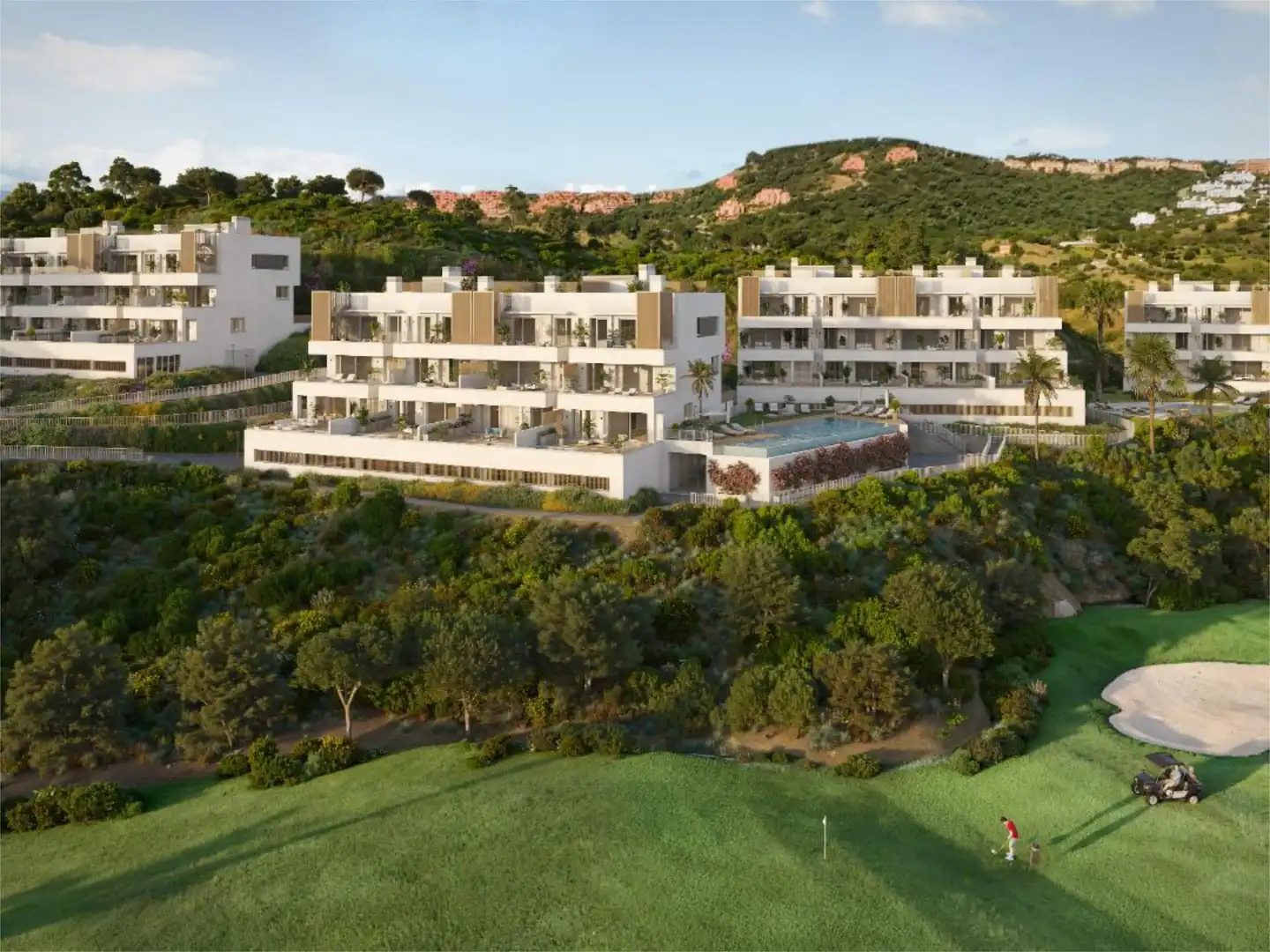 Exterior view of Flat for sale in Mijas  with Air Conditioner, Terrace and Swimming Pool