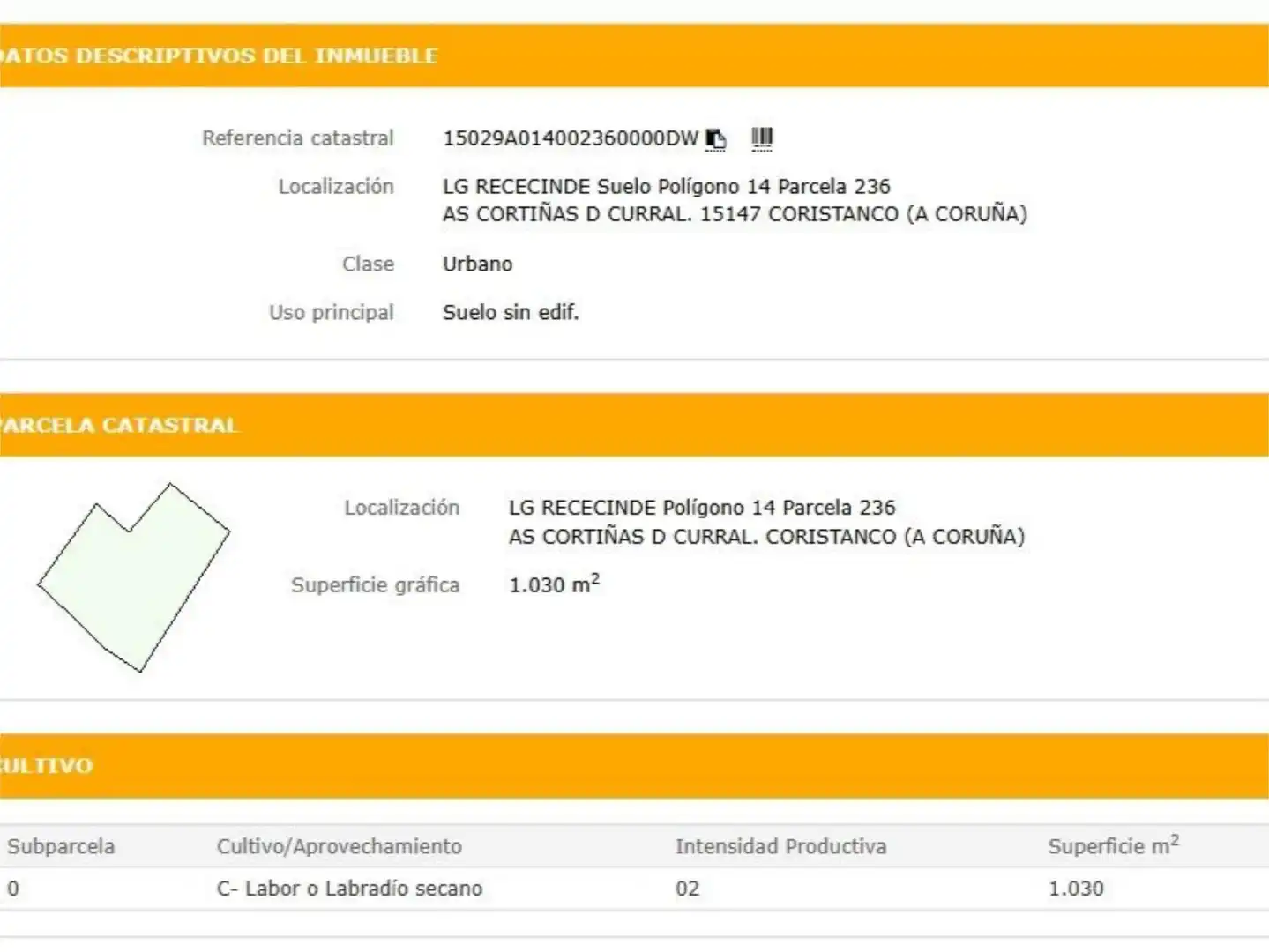Urbanitzable en venda a Rececinde, 18, Coristanco Vista exterior de Urbanitzable en venda en Coristanco