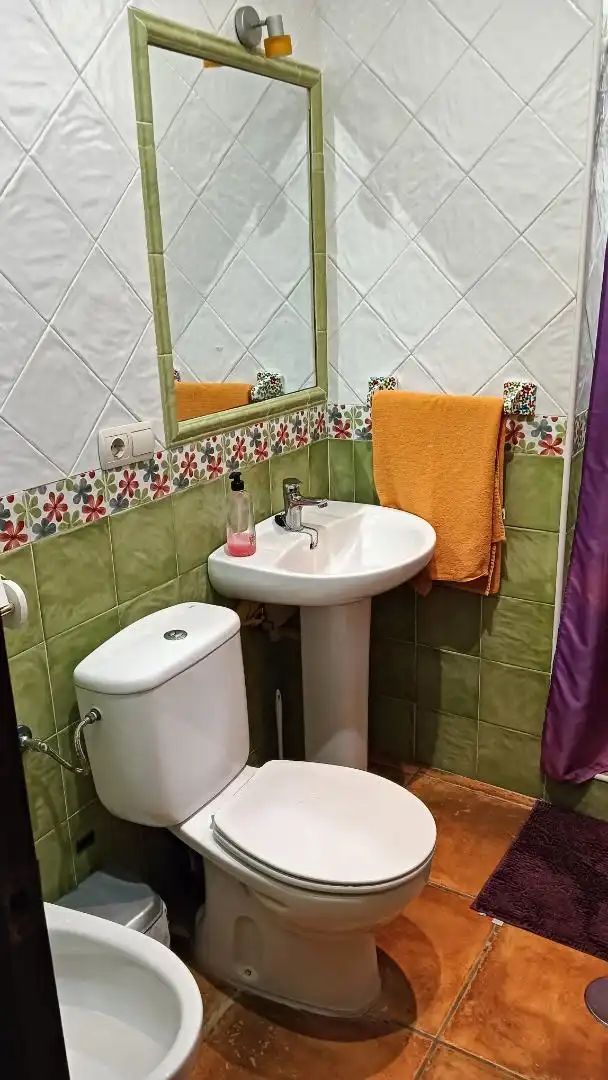 Room in Calle San Federico Echajui, 43, Entrenúcleos Bathroom of Flat for share in Dos Hermanas with Air Conditioner, Private garden and Furnished