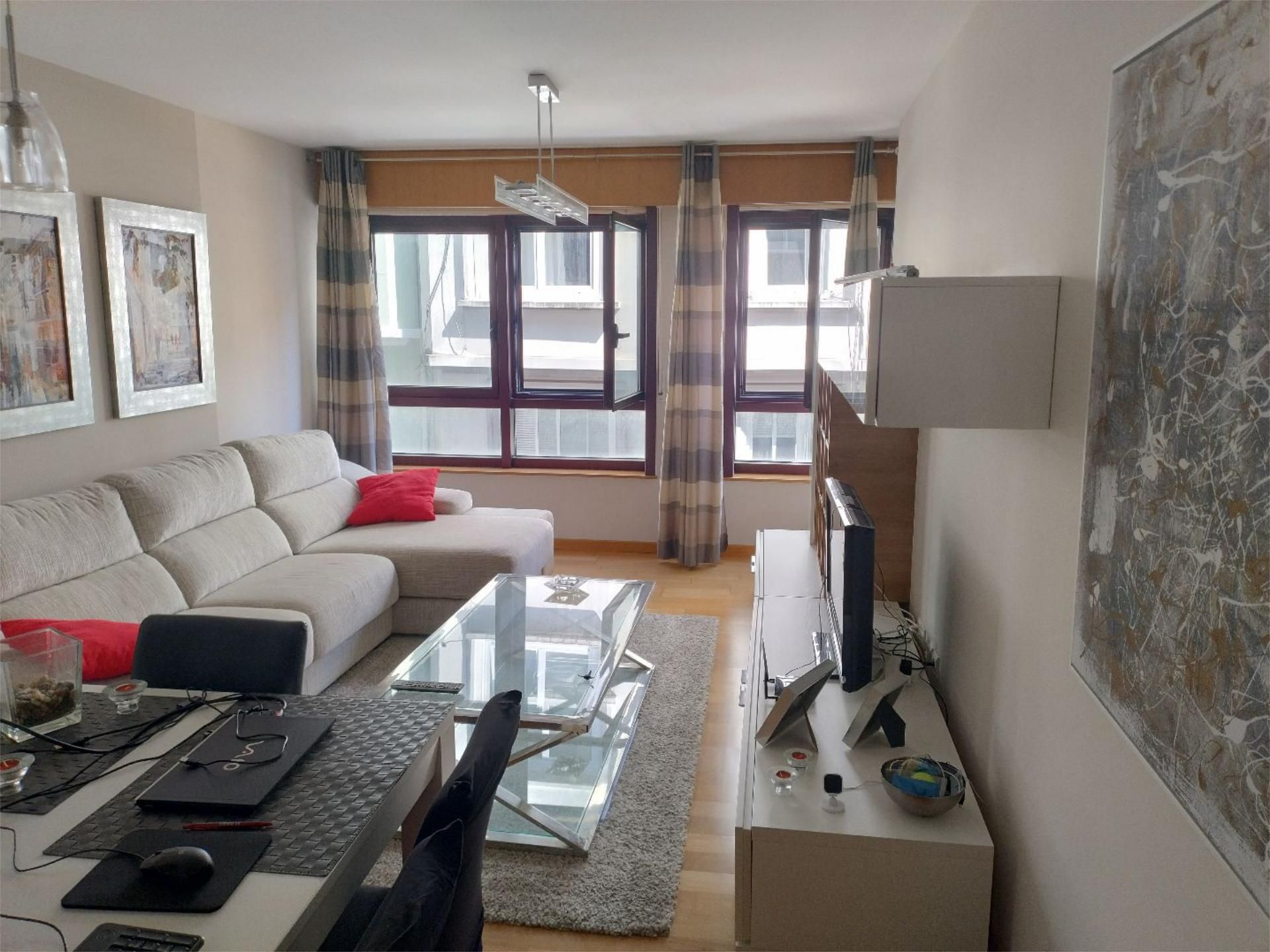 Living room of Flat for sale in A Coruña Capital   with Heating, Parquet flooring and Terrace