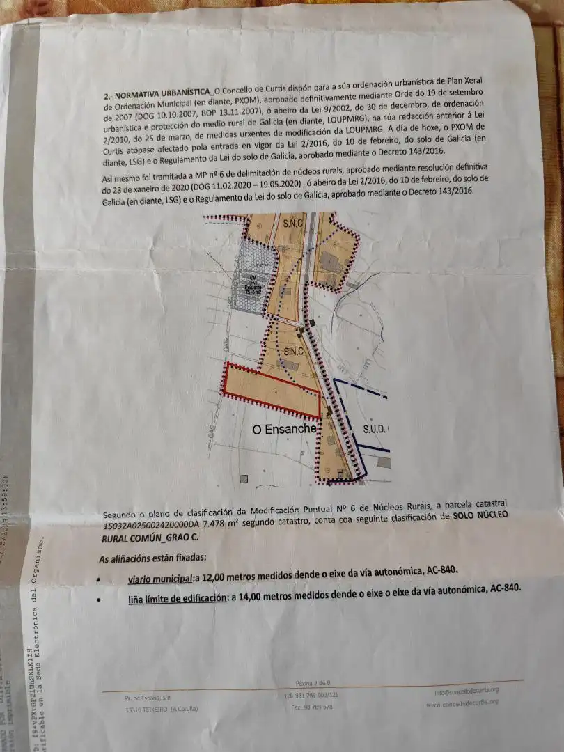 Urbanizable en venta en Curtis