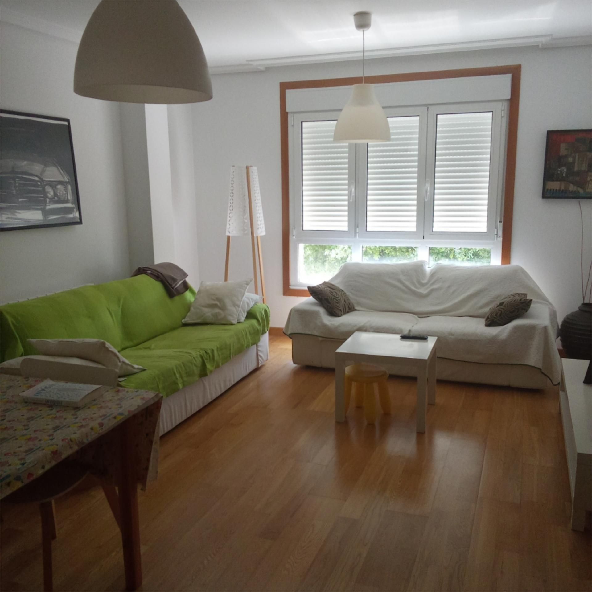 Sala d'estar de Pis de lloguer en Pontevedra Capital  amb Calefacció, Parquet i Moblat