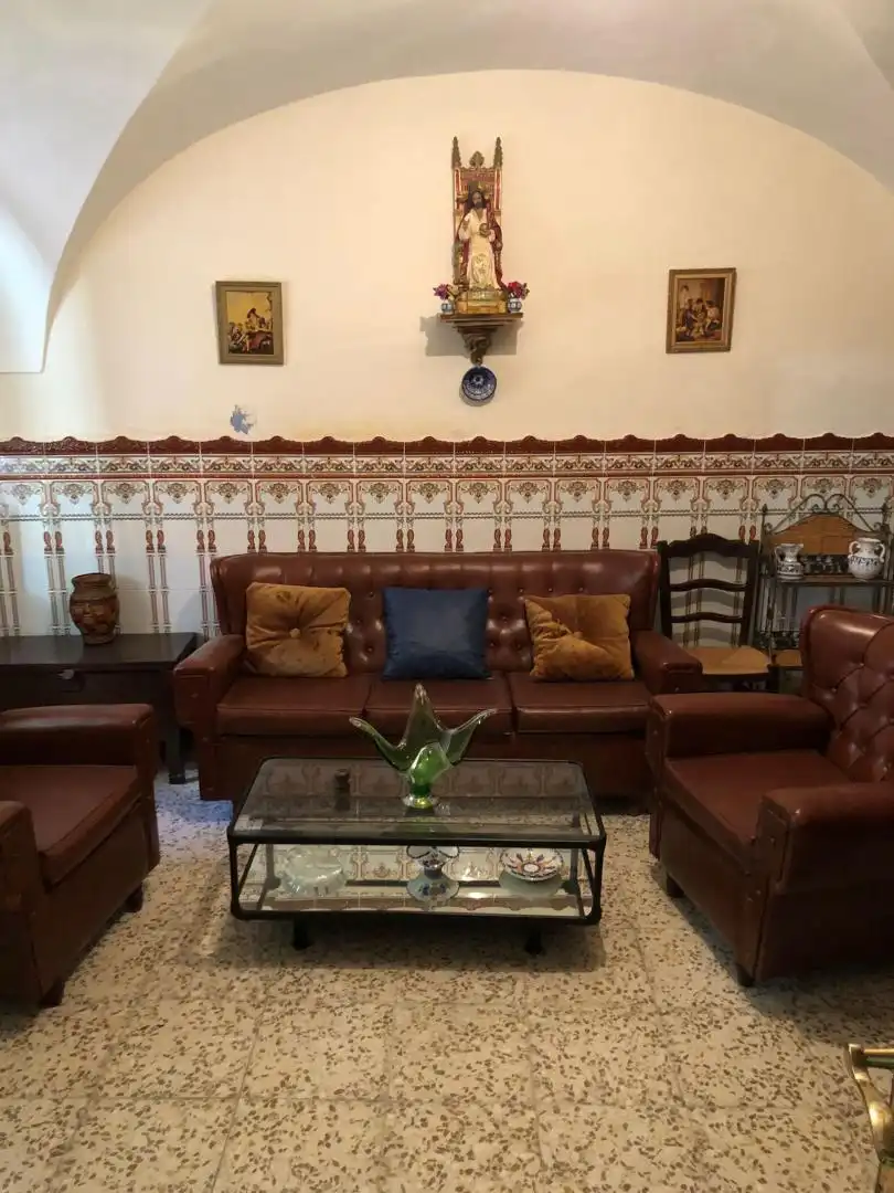 Sala de estar de Casa o chalet en venta en Madroñera con Jardín privado, Terraza y Amueblado