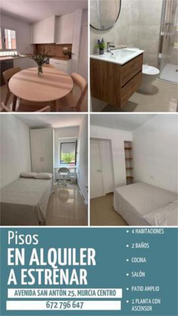 Dormitori de Apartament de lloguer en  Murcia Capital amb Terrassa i Moblat