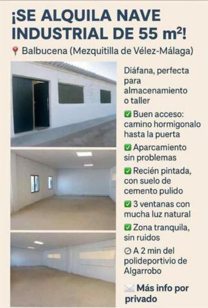 Nave industrial de alquiler en Algarrobo