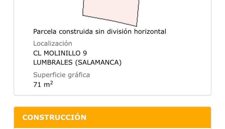Foto 1 de Casa o xalet en venda a Calle Molinillo, 9, Lumbrales, Salamanca