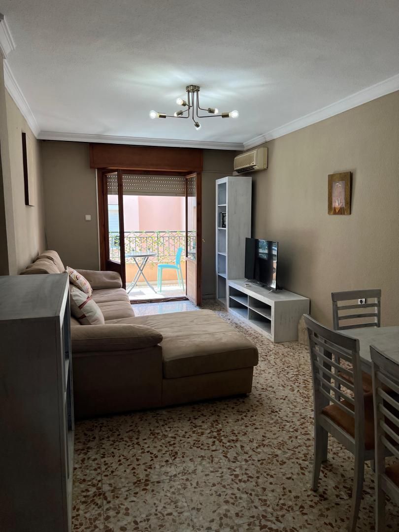 Sala d'estar de Pis de lloguer en  Almería Capital amb Aire condicionat, Parquet i Moblat
