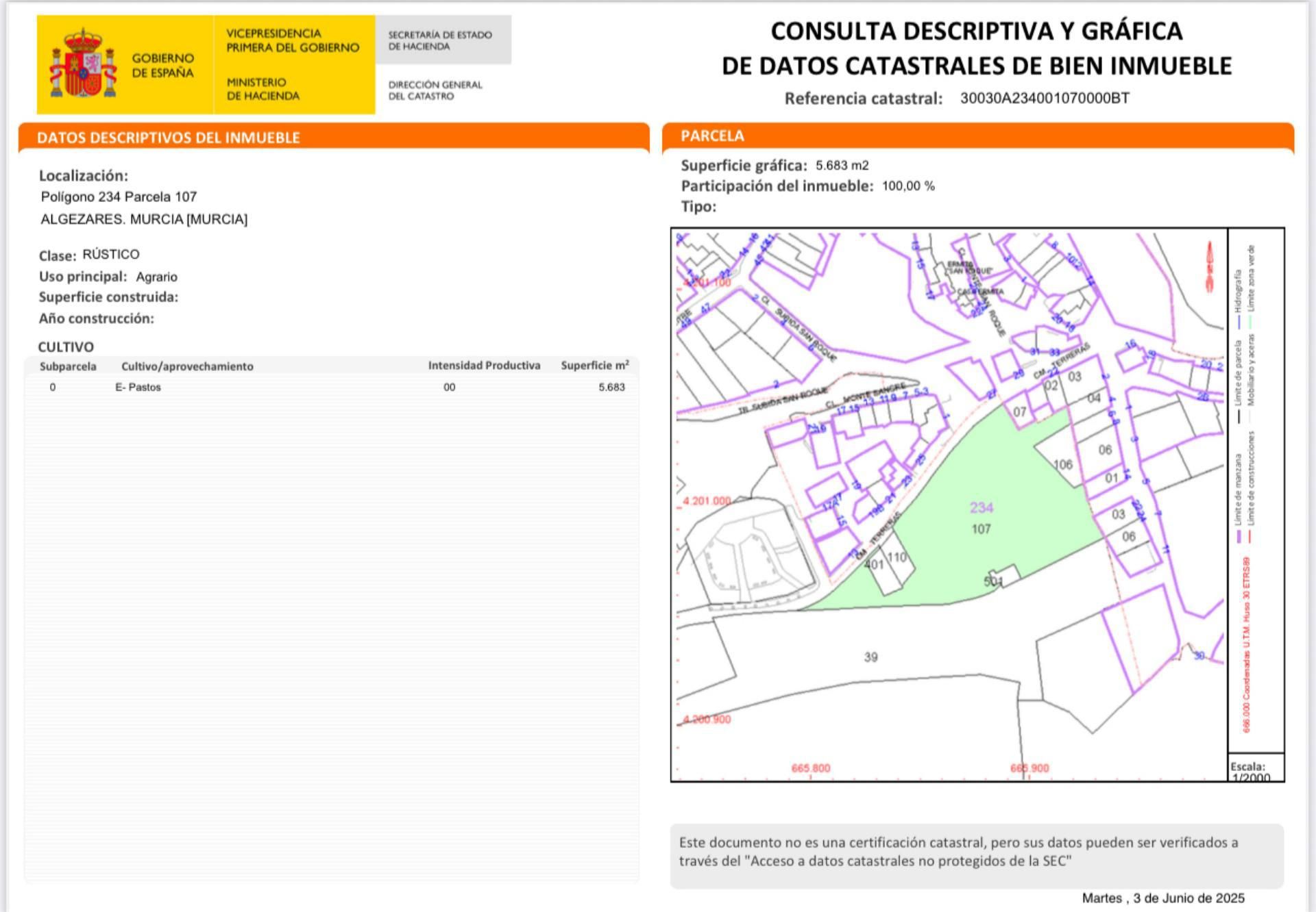 Land for sale in Calle Monte de la Jorga, 5, Algezares