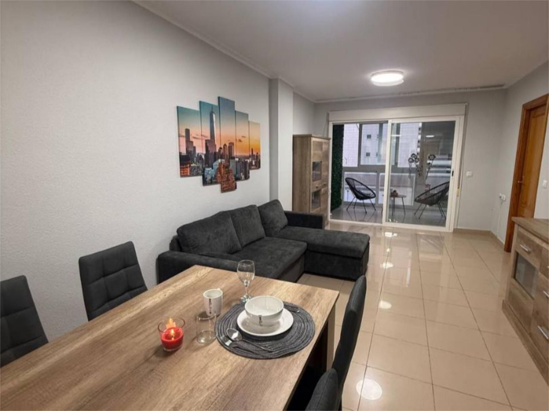Living room of Flat to rent in Villajoyosa / La Vila Joiosa  with Air Conditioner, Private garden and Terrace