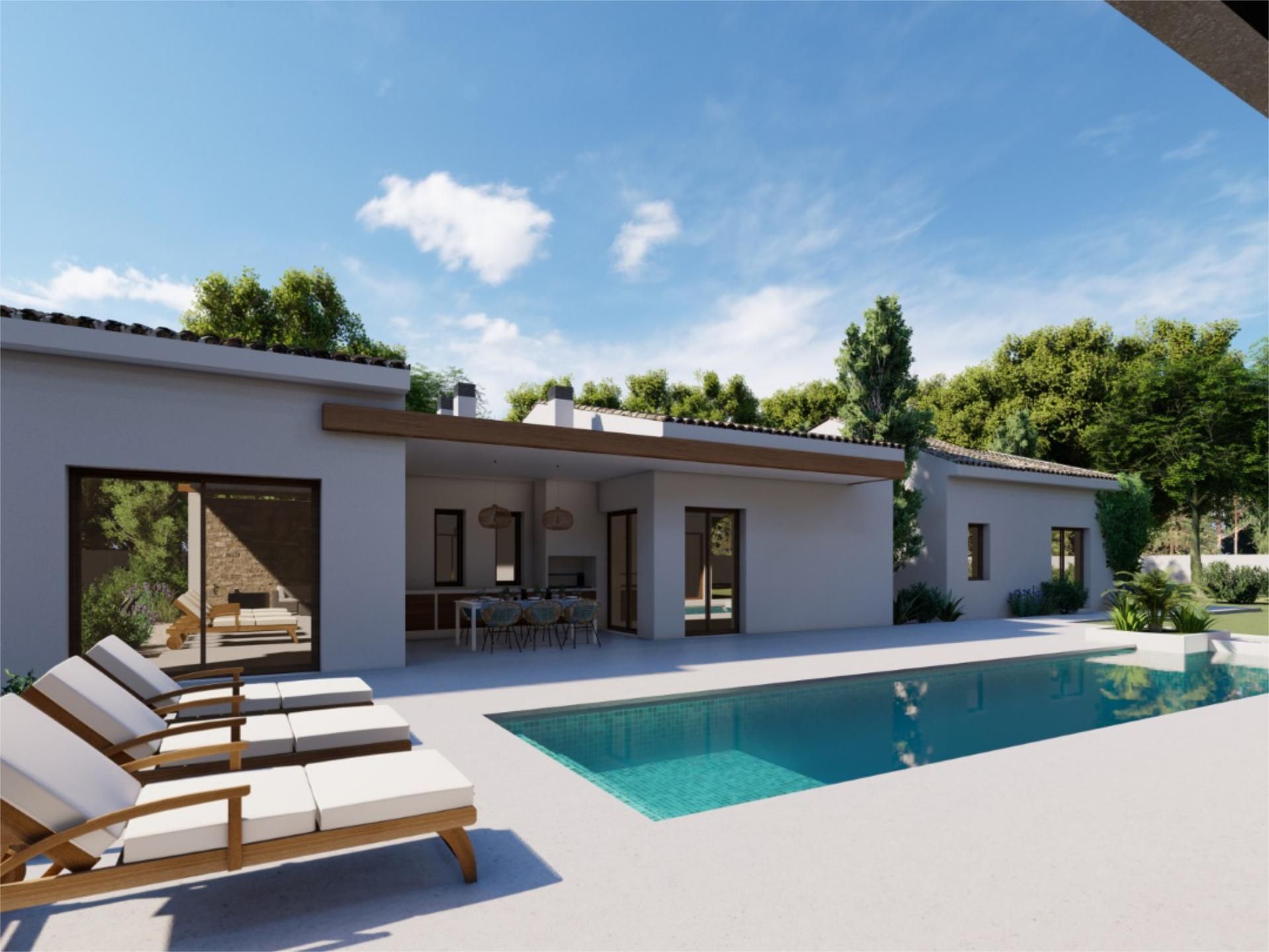 Vista exterior de Finca rústica en venda en La Nucia amb Jardí privat, Terrassa i Piscina