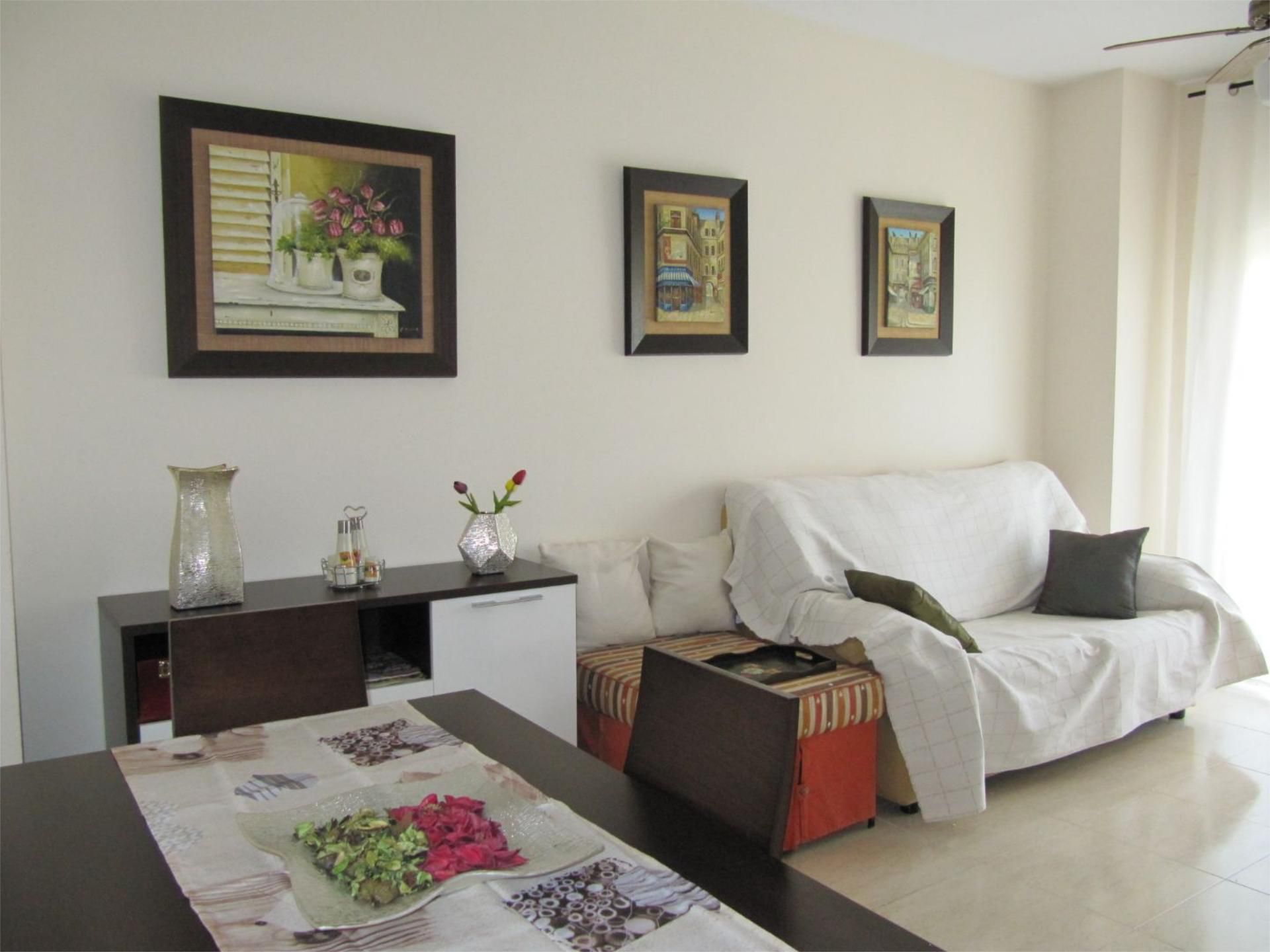 Sala d'estar de Apartament de lloguer en Alicante / Alacant amb Aire condicionat, Calefacció i Jardí privat