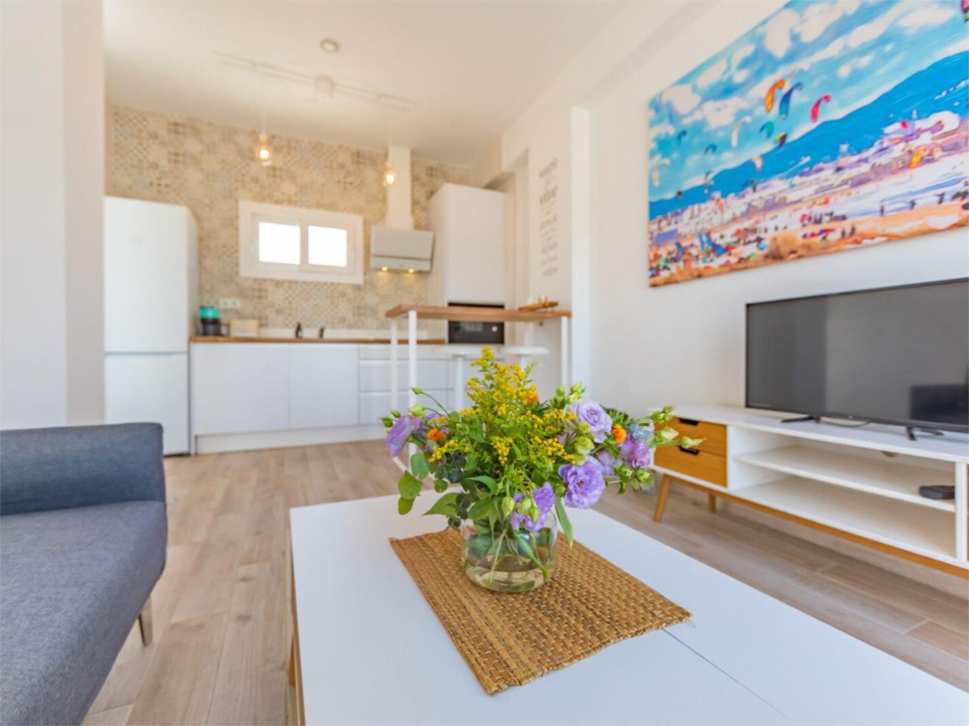 Cuina de Apartament de lloguer en Tarifa amb Terrassa, Piscina i Moblat