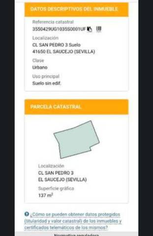 Terreno residencial en Venta en Calle San Pedro, 3 en El Saucejo