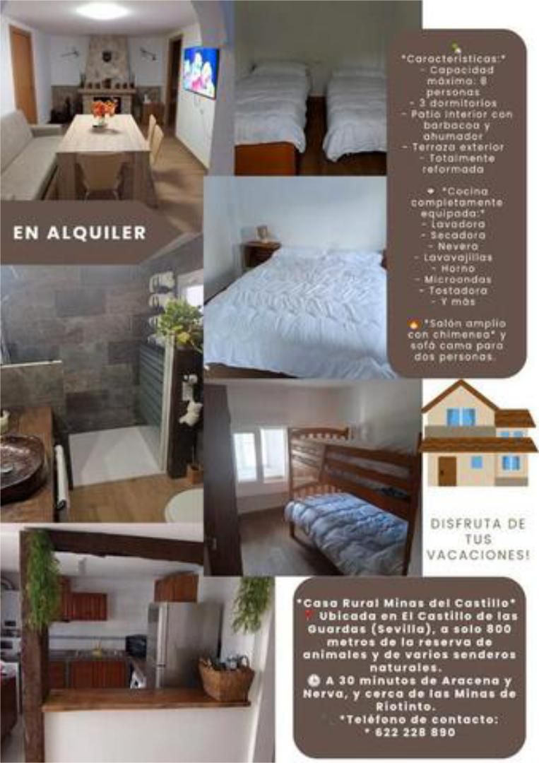 Dormitori de Casa o xalet de lloguer en El Castillo de las Guardas amb Terrassa
