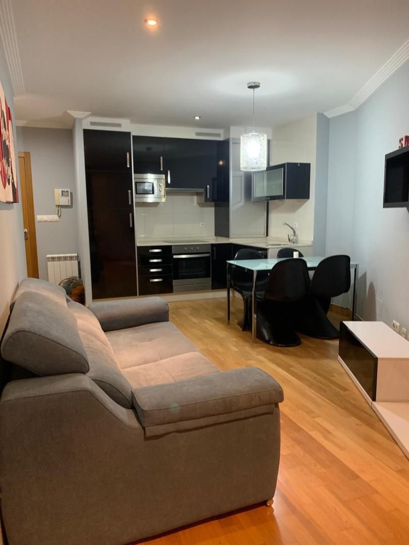 Sala d'estar de Apartament de lloguer en Pontevedra Capital  amb Calefacció, Parquet i Moblat