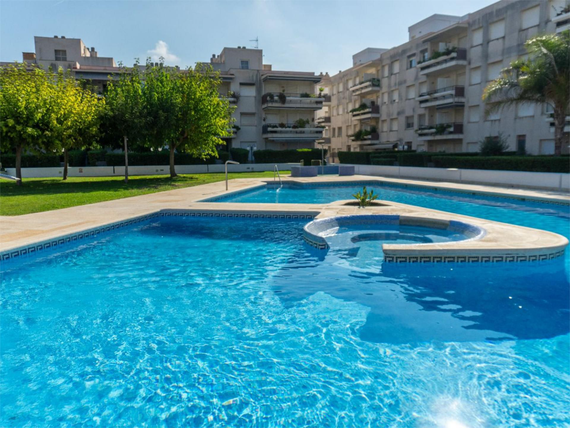 Swimming pool of Flat for sale in Cubelles  with Air Conditioner, Terrace and Swimming Pool