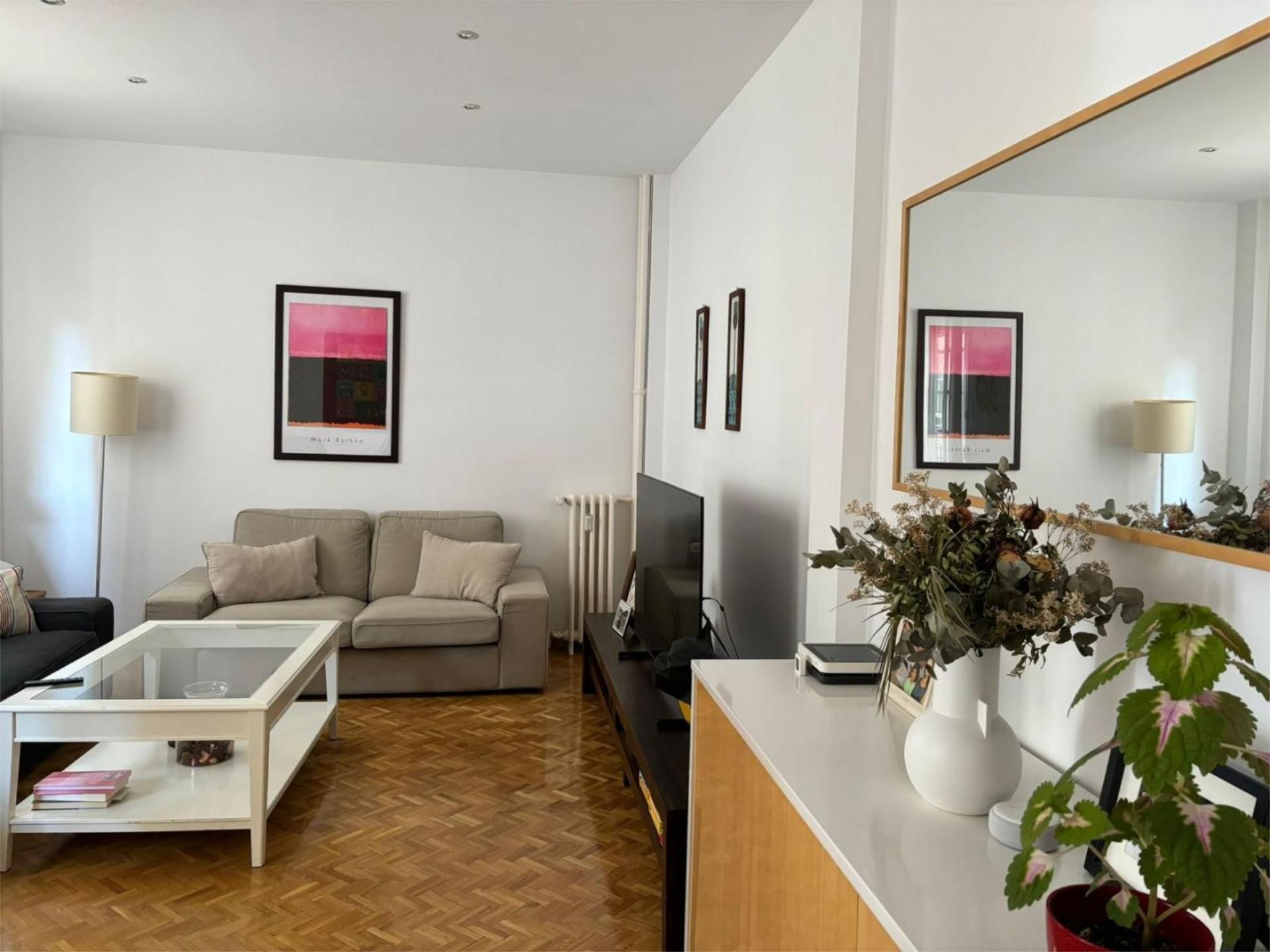 Living room of Flat to rent in  Madrid Capital  with Heating, Parquet flooring and Furnished