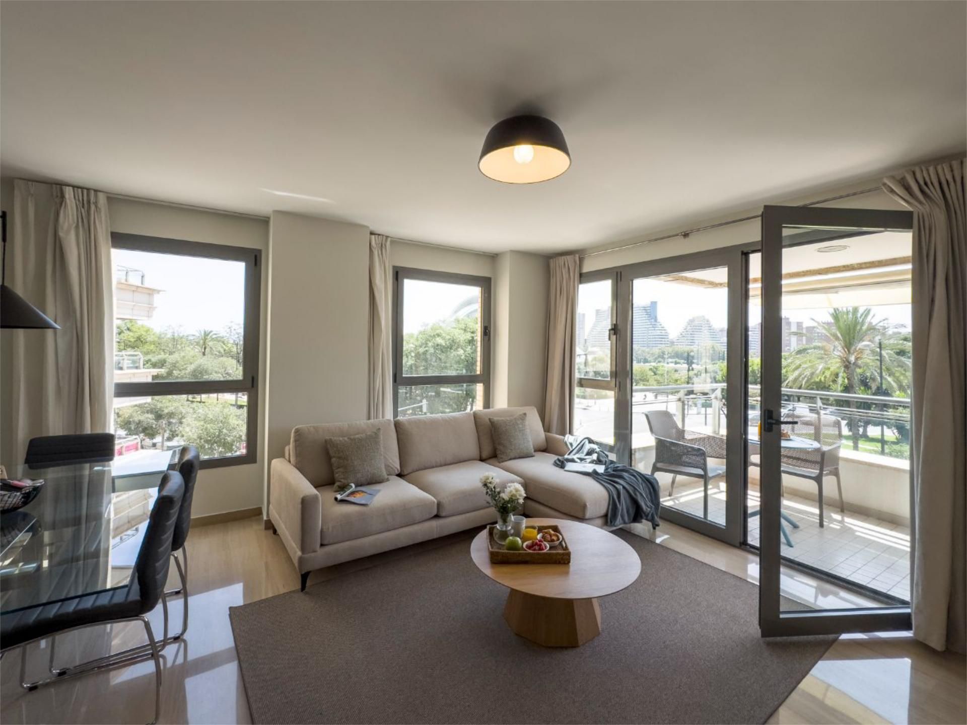 Sala de estar de Piso de alquiler en  Valencia Capital con Aire acondicionado, Calefacción y Terraza