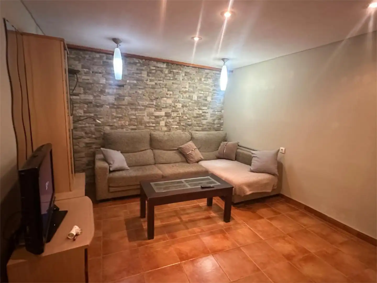 Sala d'estar de Pis en venda en Aguaviva amb Calefacció, Terrassa i Moblat