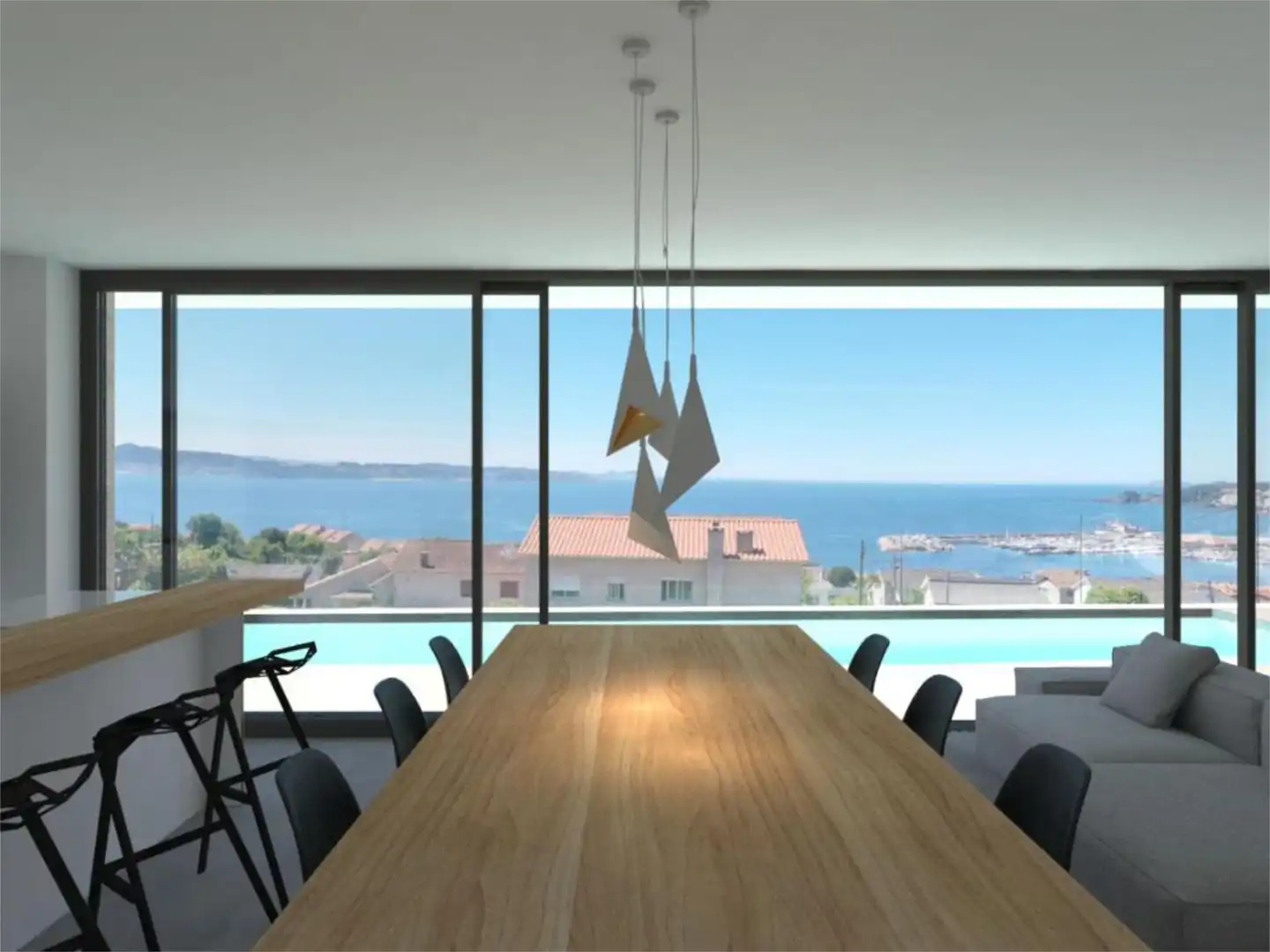 Casa o xalet en venda a Lugar Reis-Padriñan, Sanxenxo pueblo Menjador de Casa o xalet en venda en Sanxenxo amb Aire condicionat, Calefacció i Jardí privat