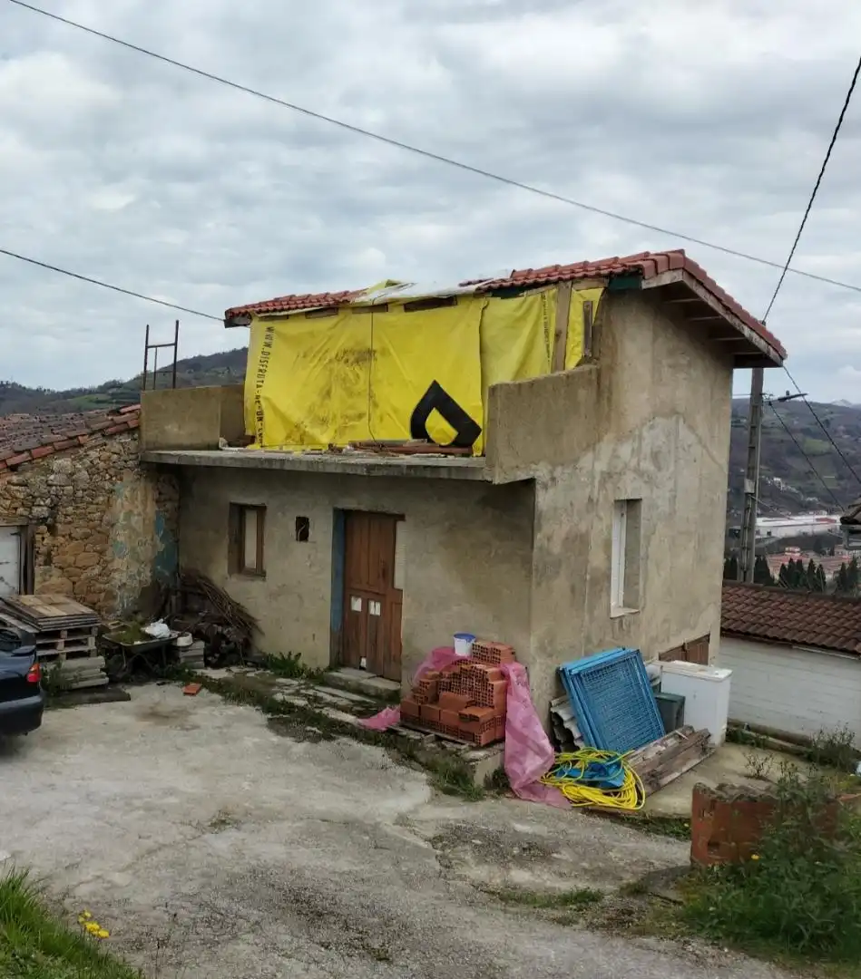 Vista exterior de Casa adosada en venda en Langreo amb Jardí privat i Balcó