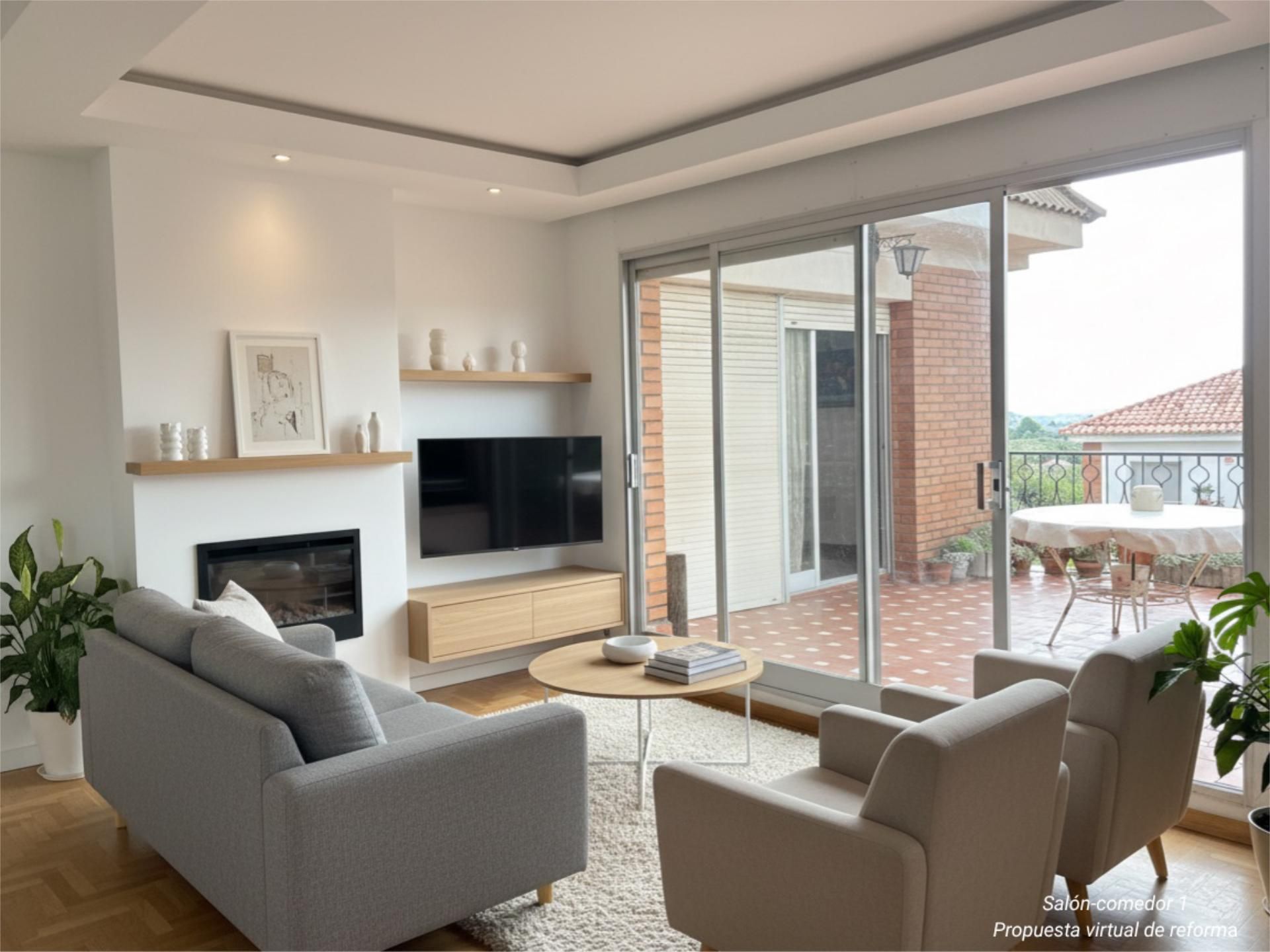 Sala d'estar de Casa adosada en venda en Sentmenat amb Jardí privat, Parquet i Terrassa