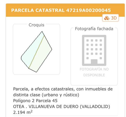Terreno en Venta en Calle Otea, 12 en Villanueva de Duero