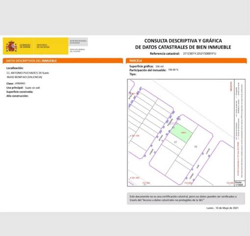 Terreno en Venta en Carrer Antonio Puchades Ferragud, 26B en Benifaió